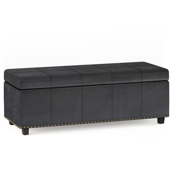 Kingsley - Large Storage Ottoman - Distressed Black