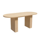 Oval Dining Table For 6 People With Wood Strip Base - Burly Wood