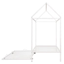 Twin Size Kids House Bed With Trundle, Metal House Bed White