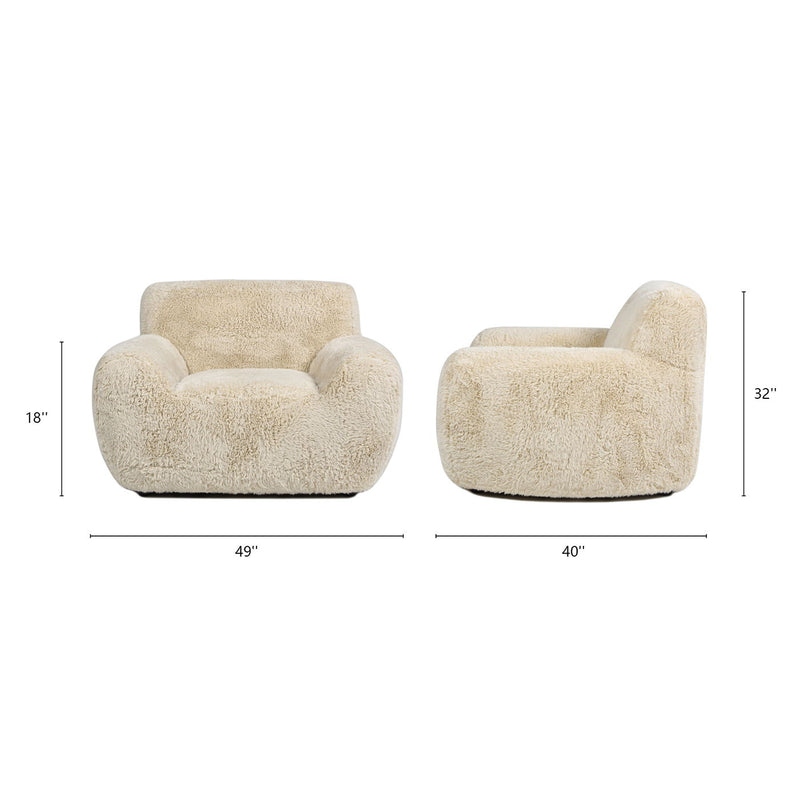 Summit - Faux Sheepskin Overstuffed Arm Chair - Cream Beige