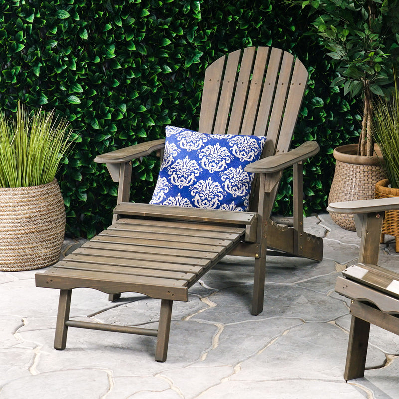 Malibu - Rustic Style Reclining Adirondack Chair With Footrest - Gray