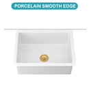 Rectangular Deep Single Bowl Kitchen Sink, Undermount Top Mount Porcela Stainless Steel Grid - White