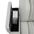 270° Power Swivel Recliner Home Theater Chair With Hidden Arm Storage, LED Light, Cup Holder, And Tray Table