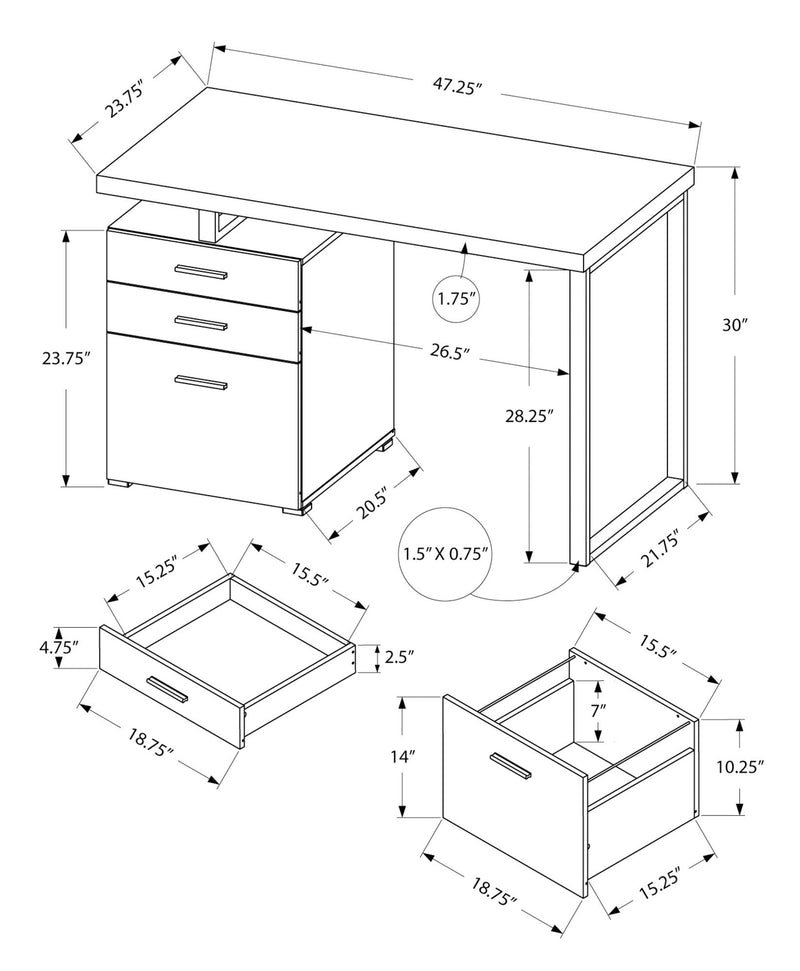 Computer Desk Left Right Set-Up Storage Drawers For Home Office