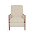 Mid Century Modern Fabric Channel Stitch Wood Pushback Recliner