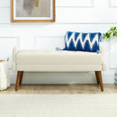 Modern Living Room Bench With Looped Yarn Fabric And Rubber Wooden Legs