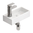 Wall Mounted Rectangle Vessel Sink With Faucet & Drain - Milk White