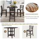 5 Piece Wooden Counter Height Dining Set With Padded Chairs, Storage Shelving