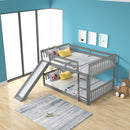 Full over Full Bunk Bed with Slide and Ladder in Grey Color