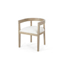 Modern Mid Century Dining Arm Chair Set With Upholstered Frame - Natural