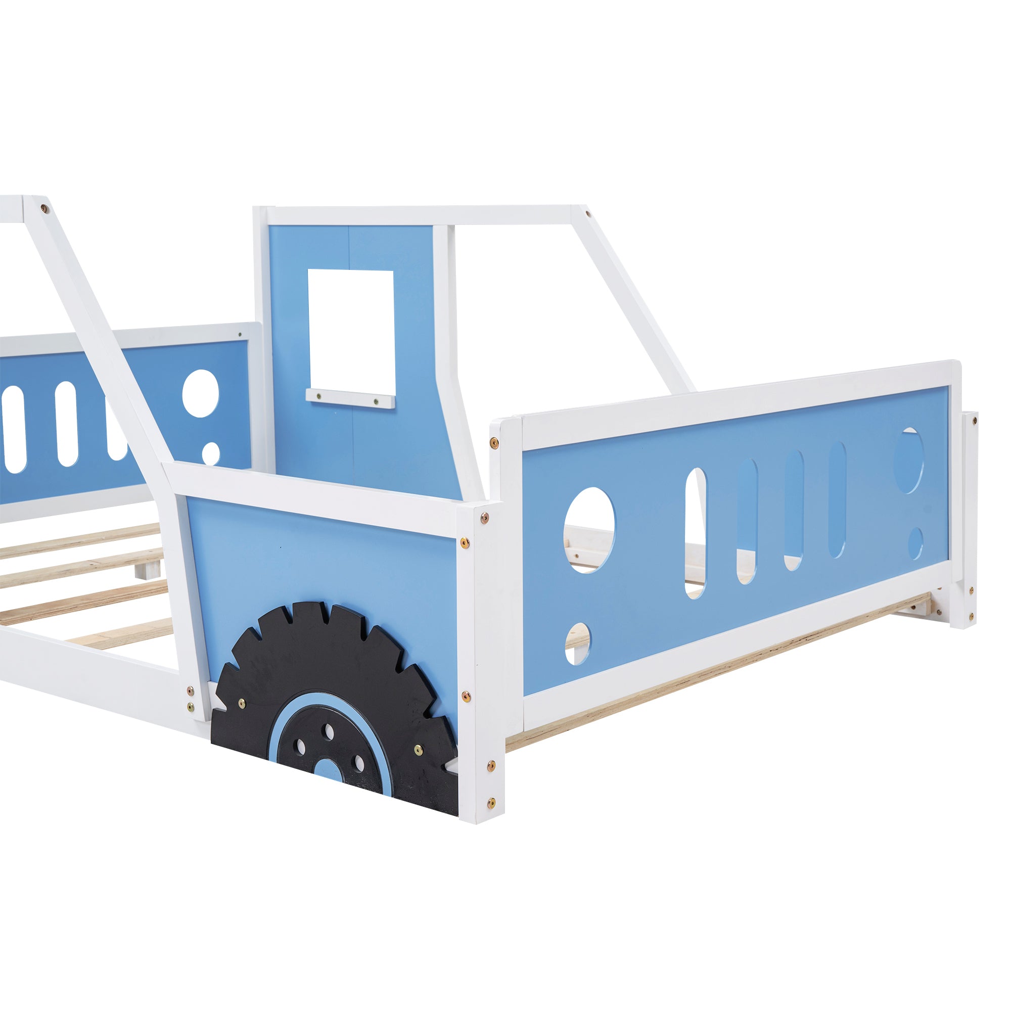 Full Size Classic Car-Shaped Platform Bed with Wheels,Blue - Atlantic Fine Furniture Melbourne FL