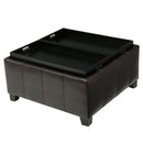 Contemporary Ottoman With Storage And Tray Tops - Brown