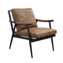 Anzan - Accent Chair - Berham Chestnut Top Grain Leather & Matt Iron Finish - Atlantic Fine Furniture Inc