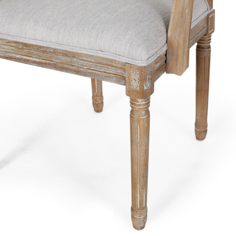 French Country Style Upholstered Dining Chair With Square Backrest