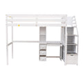 Loft Bed With Stand Alone Bed, Storage Staircase, Desk, Shelves, And Drawers
