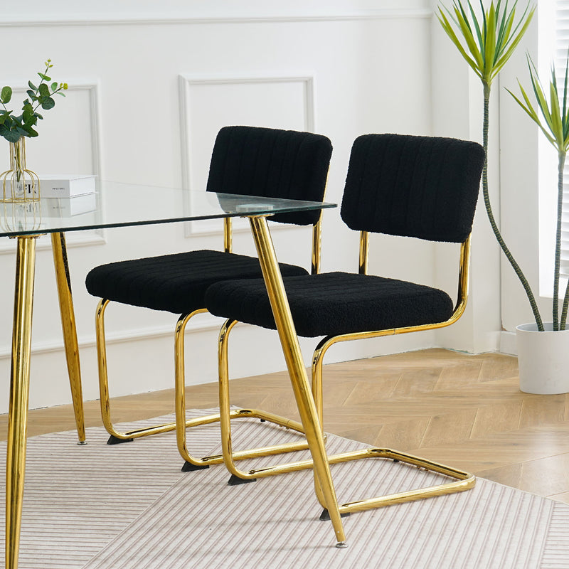 Modern Light Luxury Dining Chair With Metal Legs And Bow Design