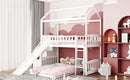 Twin Over Twin Bunk Bed with Two Drawers and Slide, House Bed with Slide, White(OLD SKU :LP000129AAK)