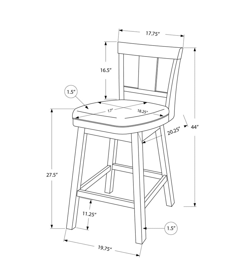 Swivel Bar Stool With Bar Height Leather Look (Set of 2)