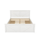 Queen Size Wooden Platform Bed with Four Storage Drawers and Support Legs, White