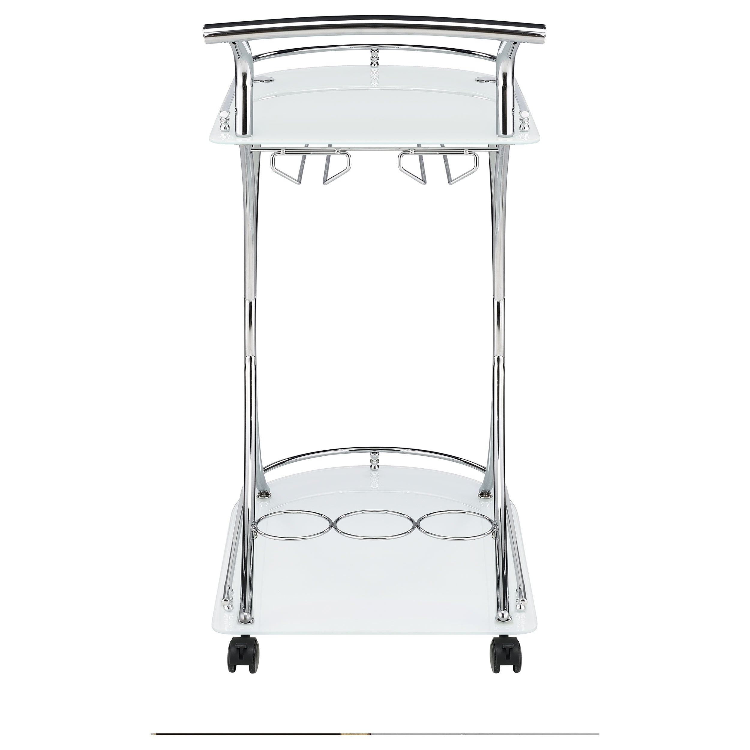 Elfman 2-tier Glass Shelf Metal Bar Cart White and Chrome — view 7