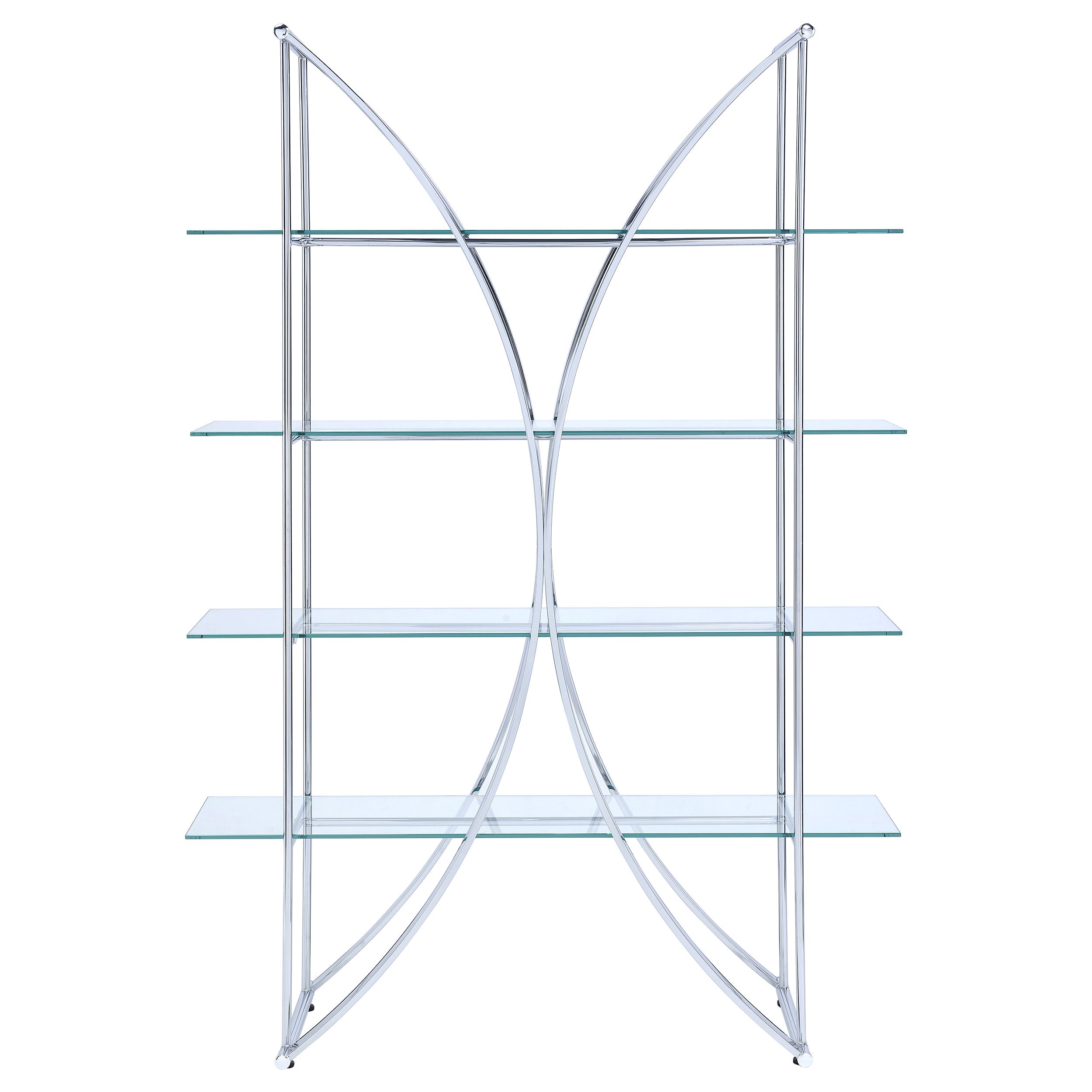 Larson 73-inch 4-shelf Glass Bookshelf Chrome — view 3