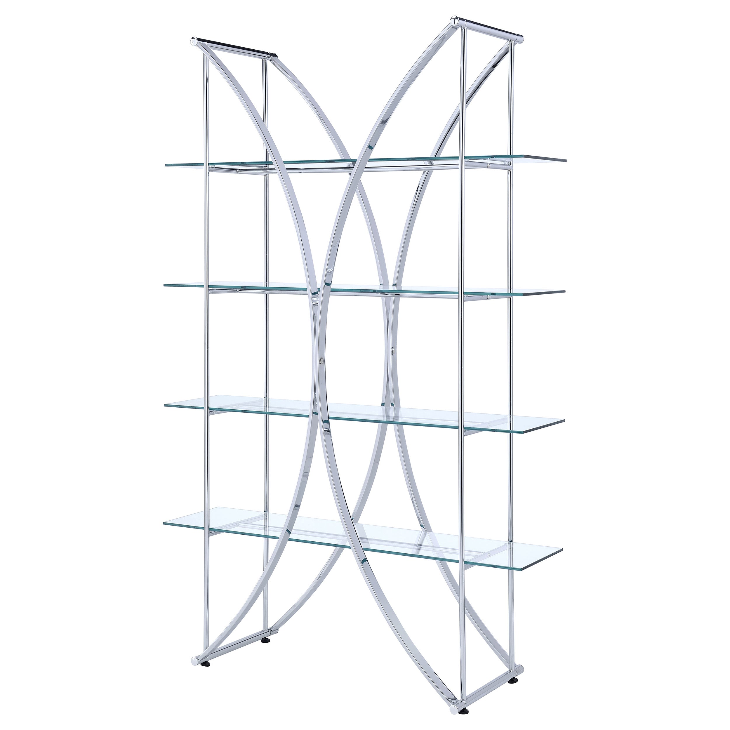 Larson 73-inch 4-shelf Glass Bookshelf Chrome — view 4