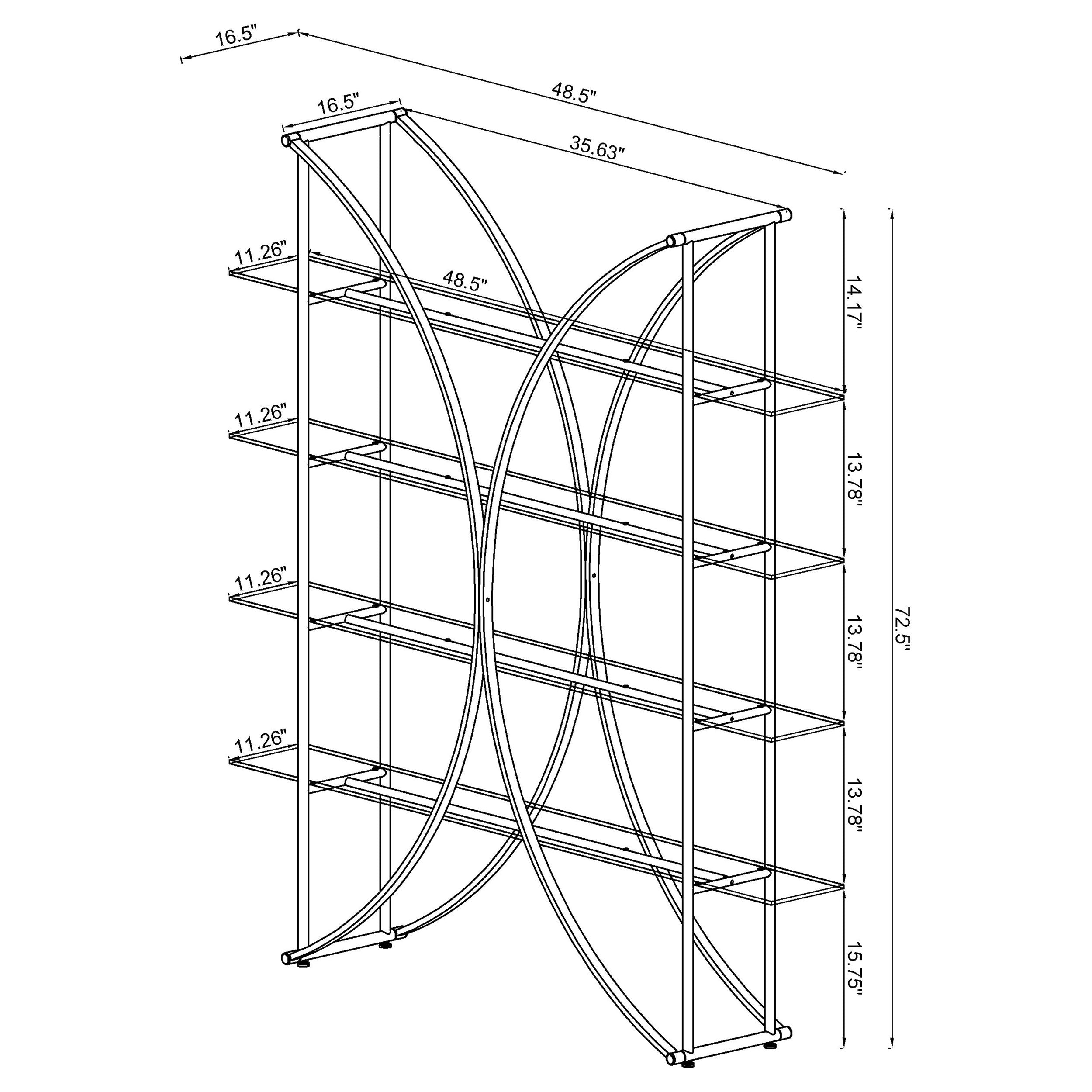 Larson 73-inch 4-shelf Glass Bookshelf Chrome — view 6