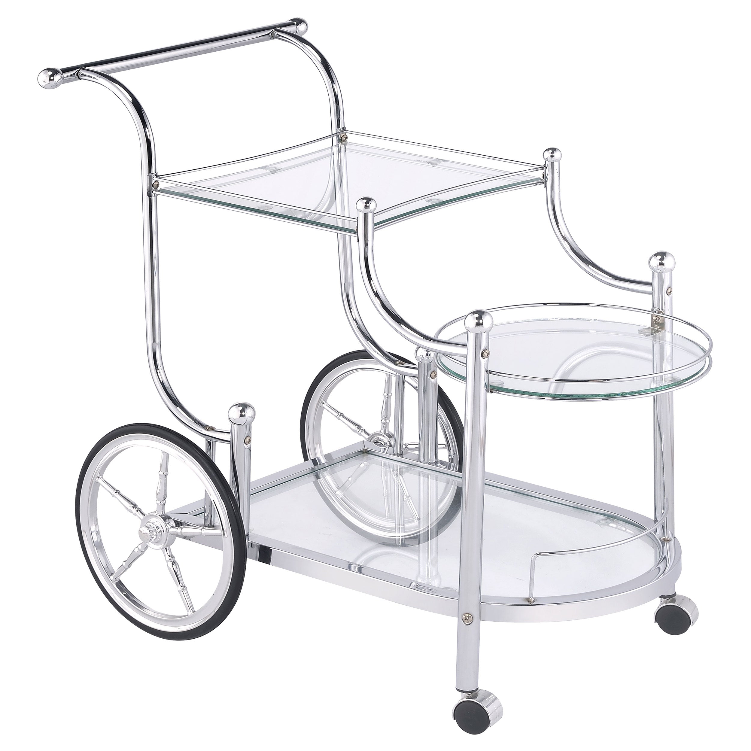 Sarandon 3-tier Glass Shelf Metal Bar Cart Chrome — view 1