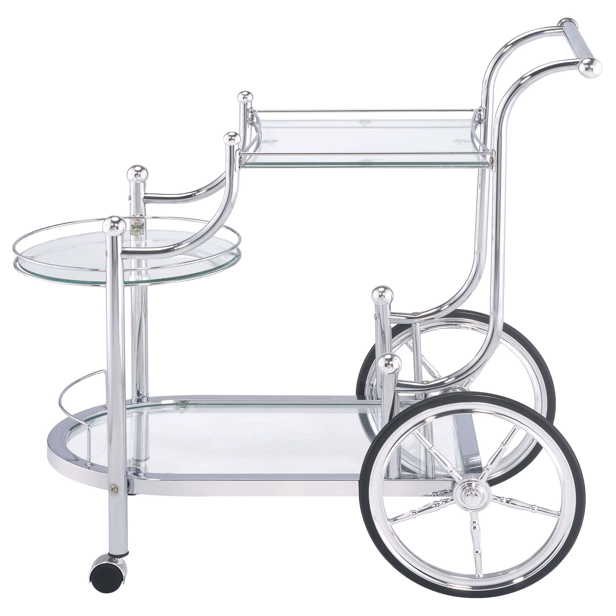 Sarandon 3-tier Glass Shelf Metal Bar Cart Chrome — view 5