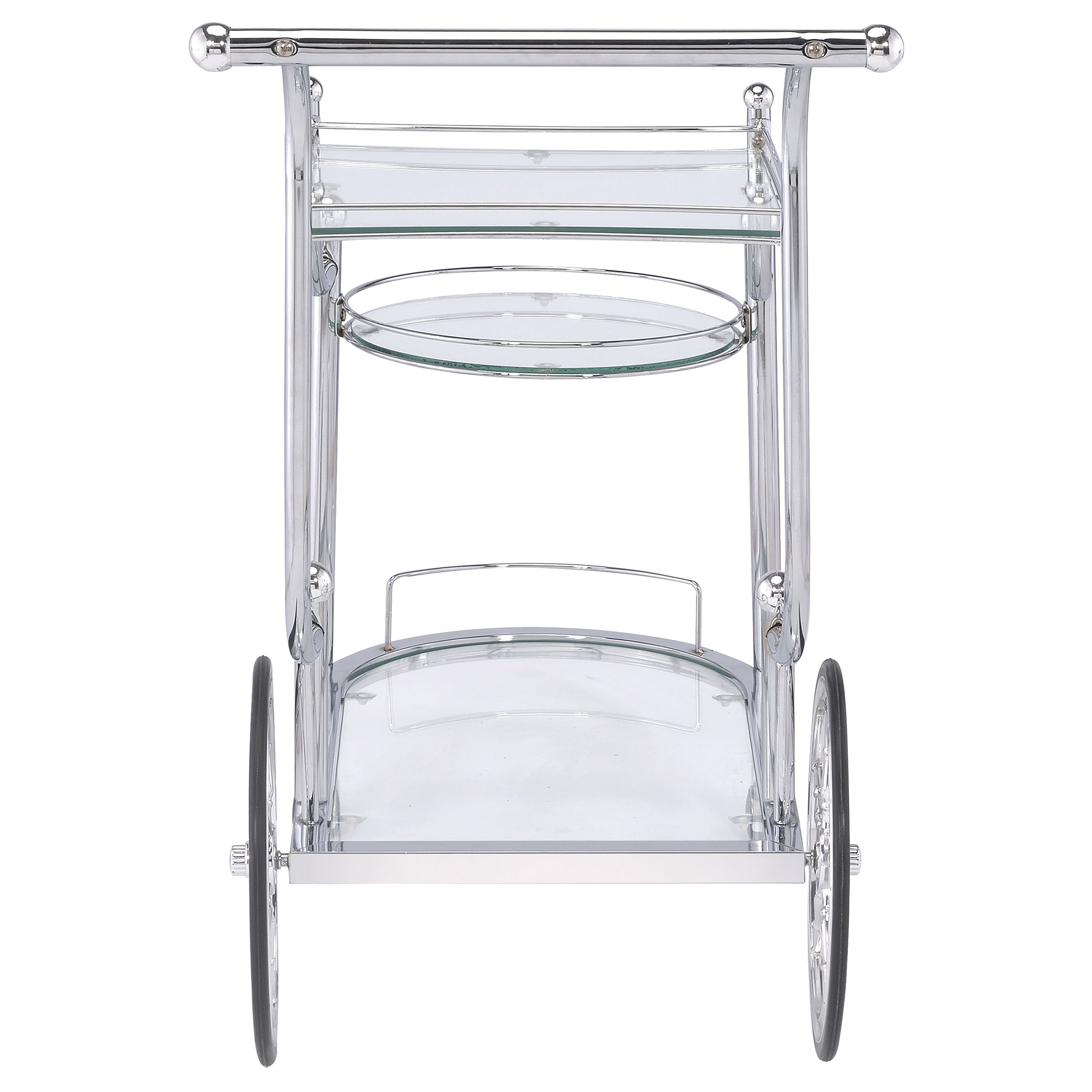 Sarandon 3-tier Glass Shelf Metal Bar Cart Chrome — view 6
