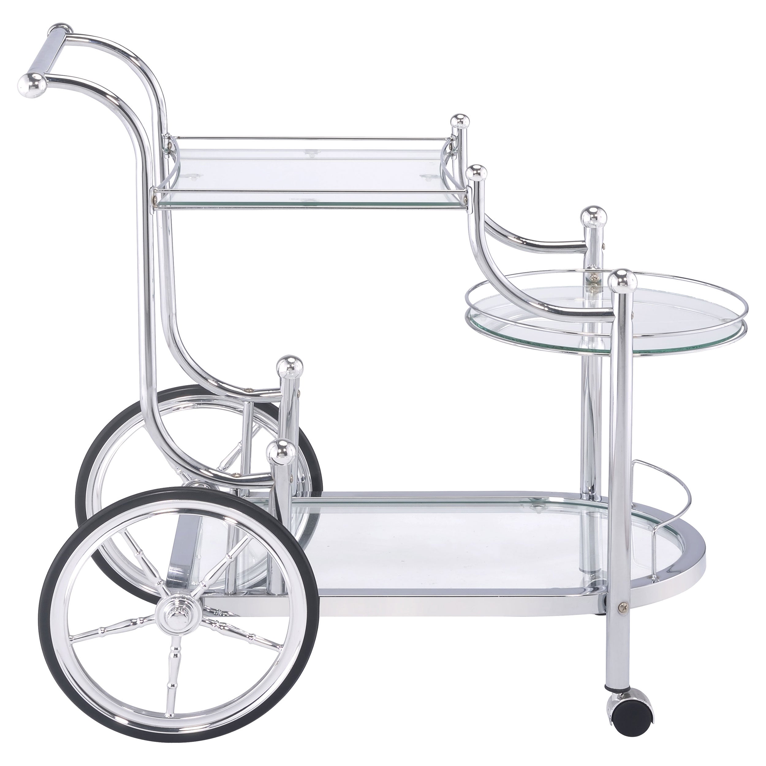 Sarandon 3-tier Glass Shelf Metal Bar Cart Chrome — view 7
