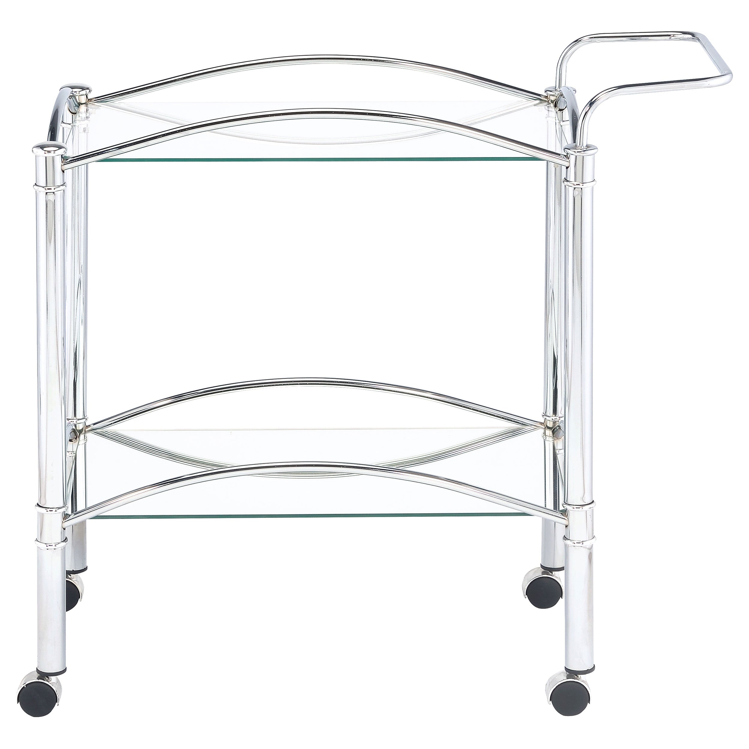 Shadix 2-tier Rectangular Glass Shelf Metal Bar Cart Chrome — view 5