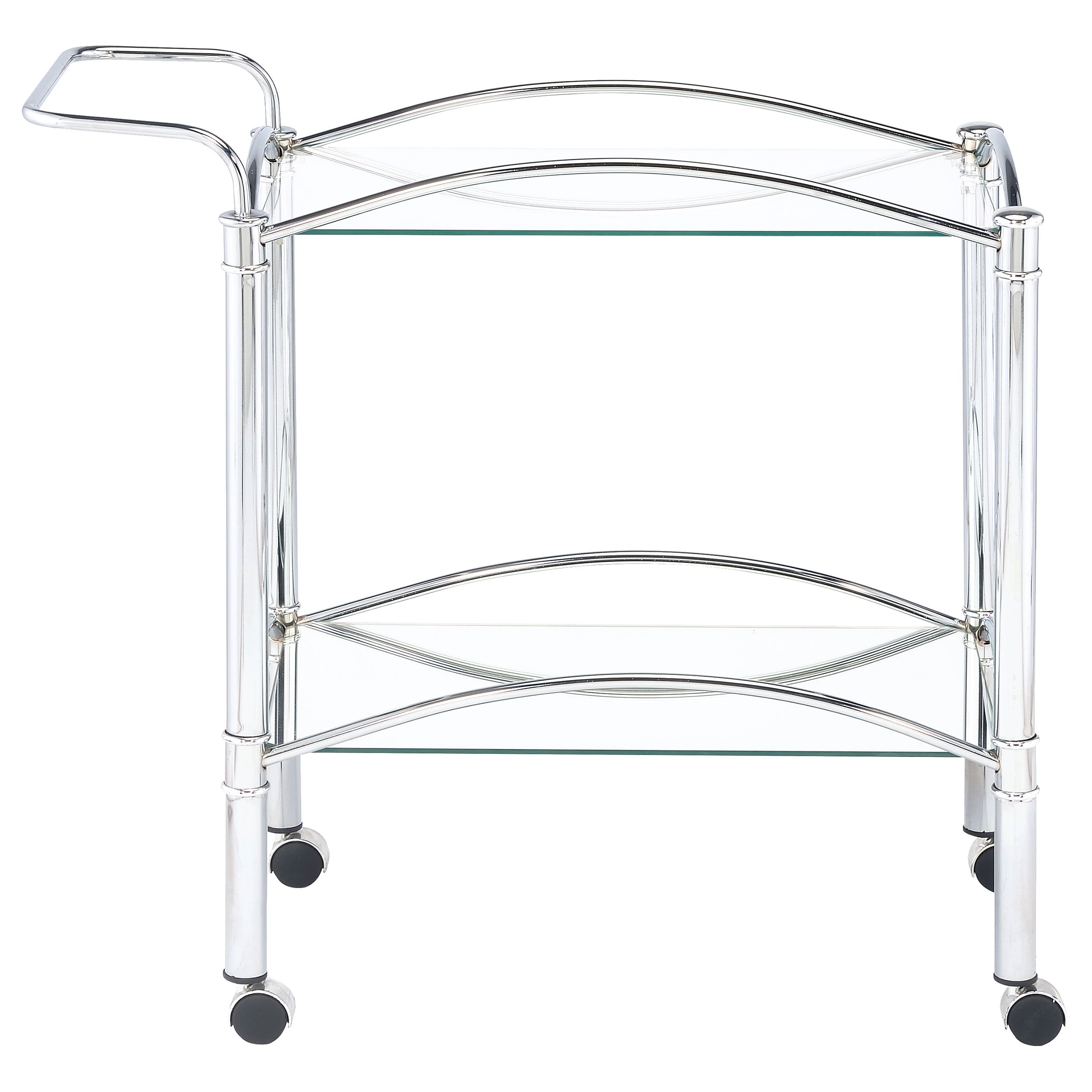Shadix 2-tier Rectangular Glass Shelf Metal Bar Cart Chrome — view 7