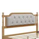 Traditional Style Solid Bed Frame With Upholstered Tufted Headboard, No Box Spring Needed