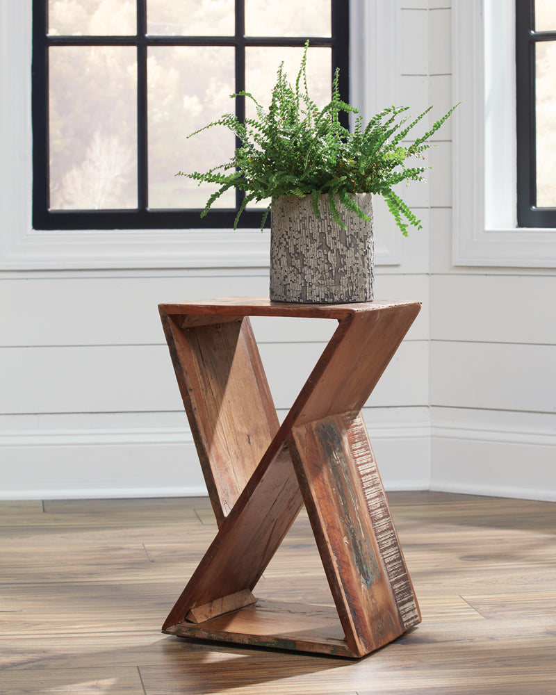 Lily Solid Reclaimed Wood Accent Side Table Natural — view 2