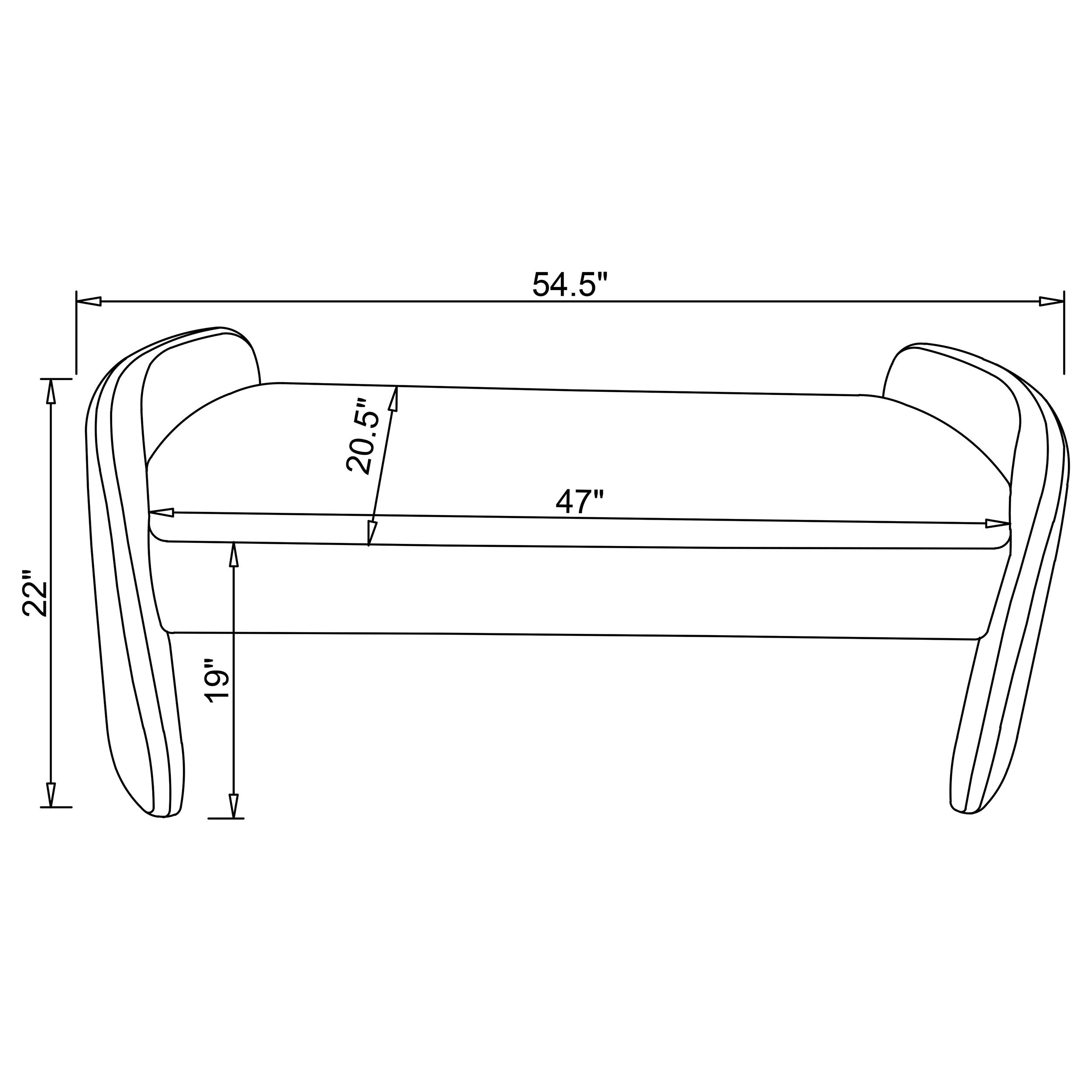 Peoria Velvet Upholstered Accent Bench Ivory — view 7