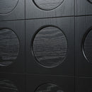 Stylish Storage Cabinet Sideboard With Unique Geometric Circle Door Design - Black