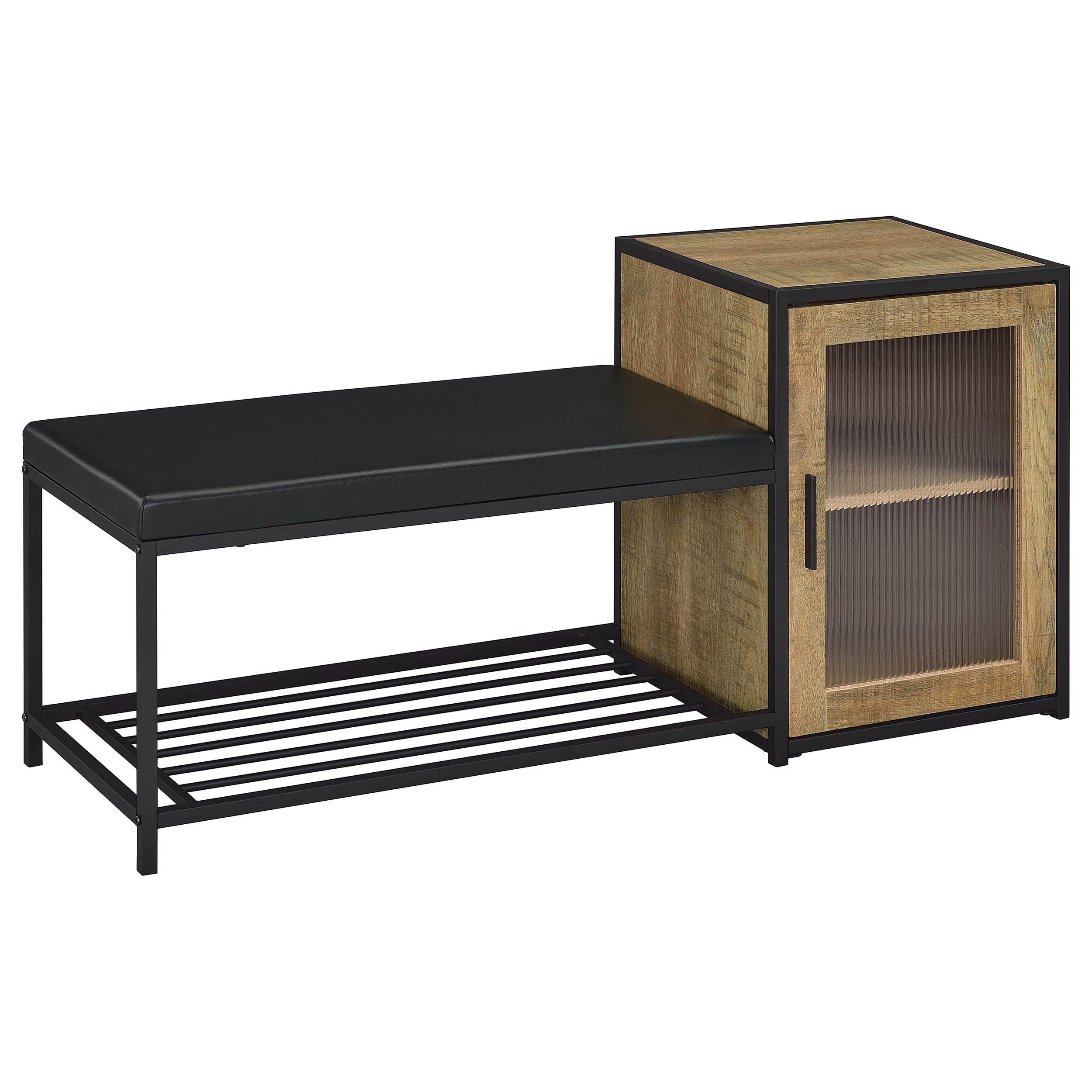 Martino Shoe Storage Entryway Bench with Cabinet Mango and Black — view 1