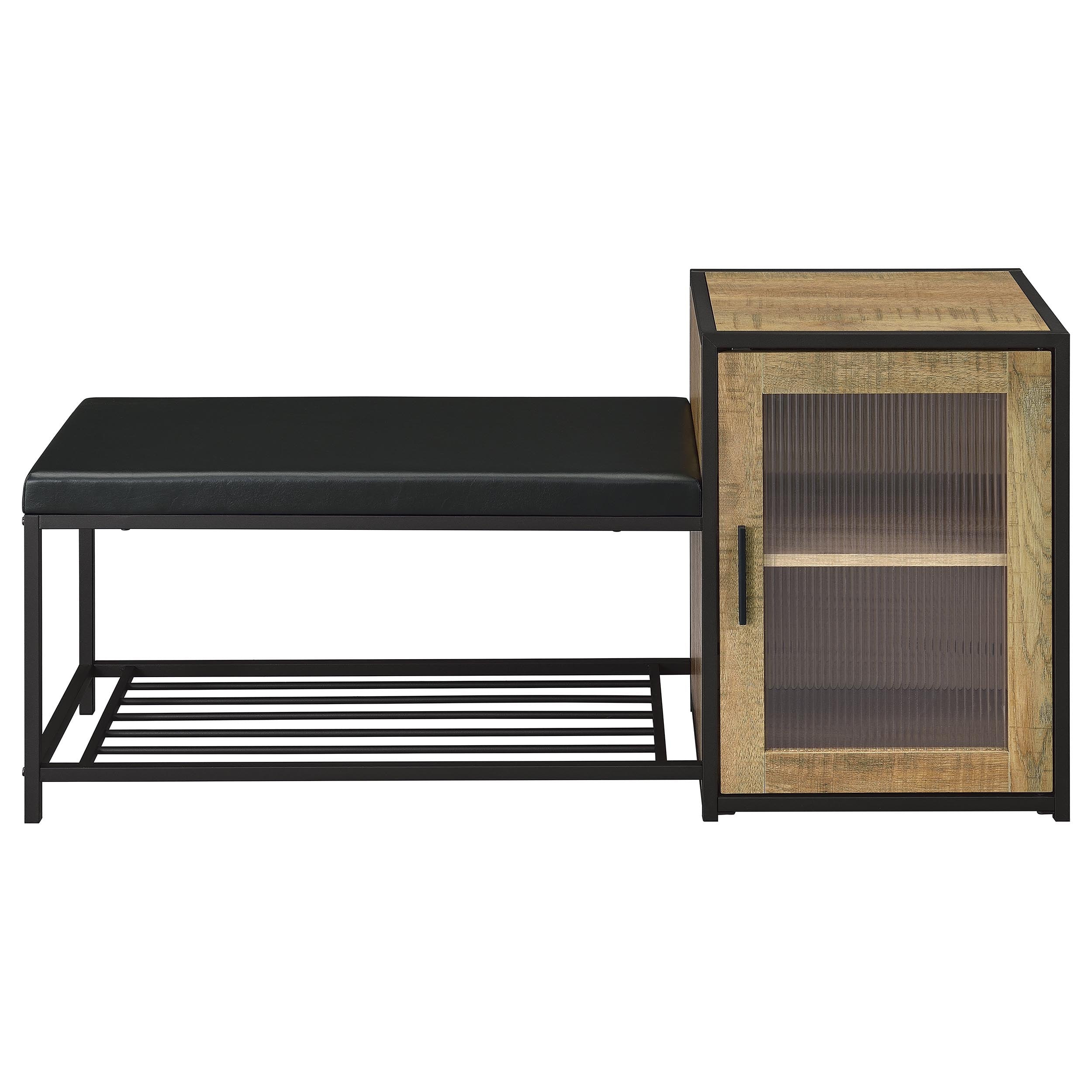Martino Shoe Storage Entryway Bench with Cabinet Mango and Black — view 4
