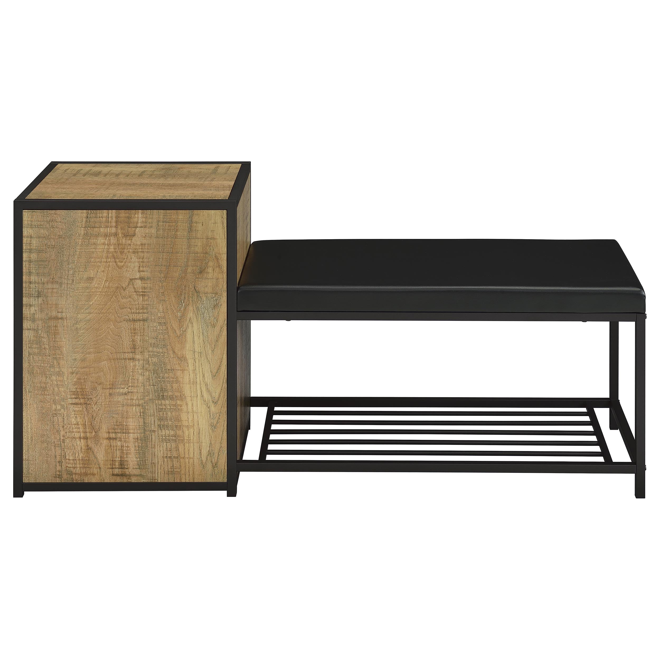 Martino Shoe Storage Entryway Bench with Cabinet Mango and Black — view 7