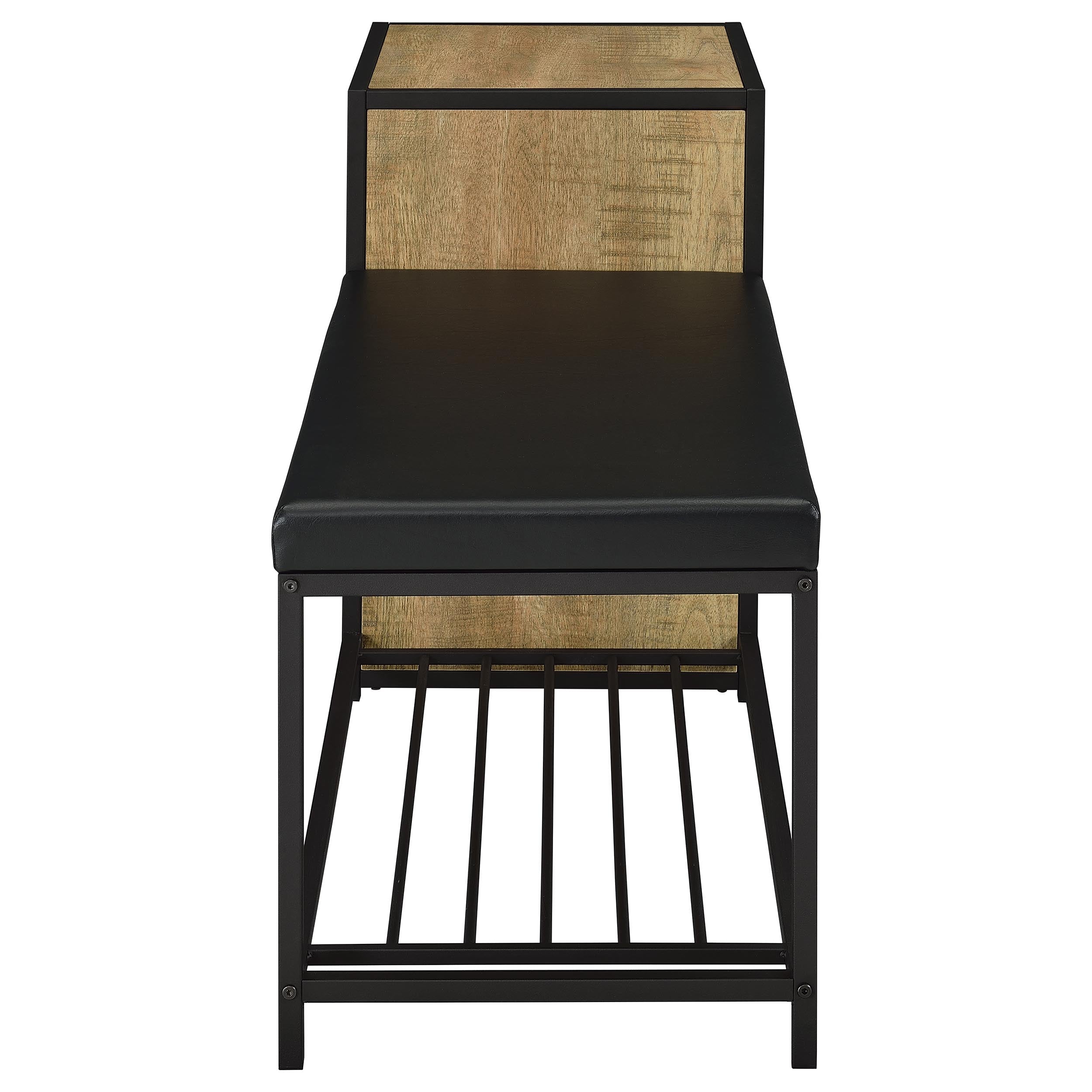Martino Shoe Storage Entryway Bench with Cabinet Mango and Black — view 8