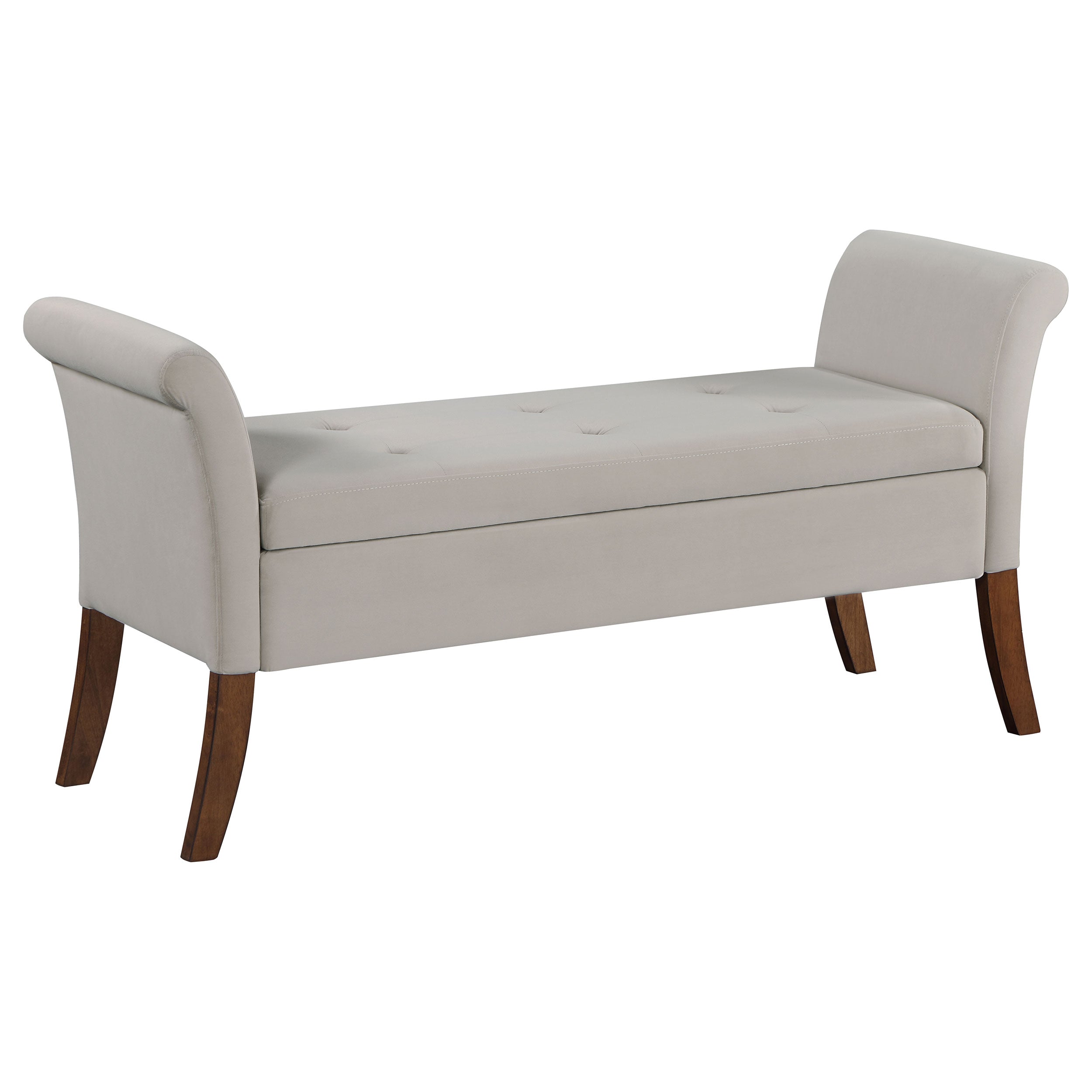 Farrah Velvet Upholstered Rolled Arm Storage Bench Beige — view 1