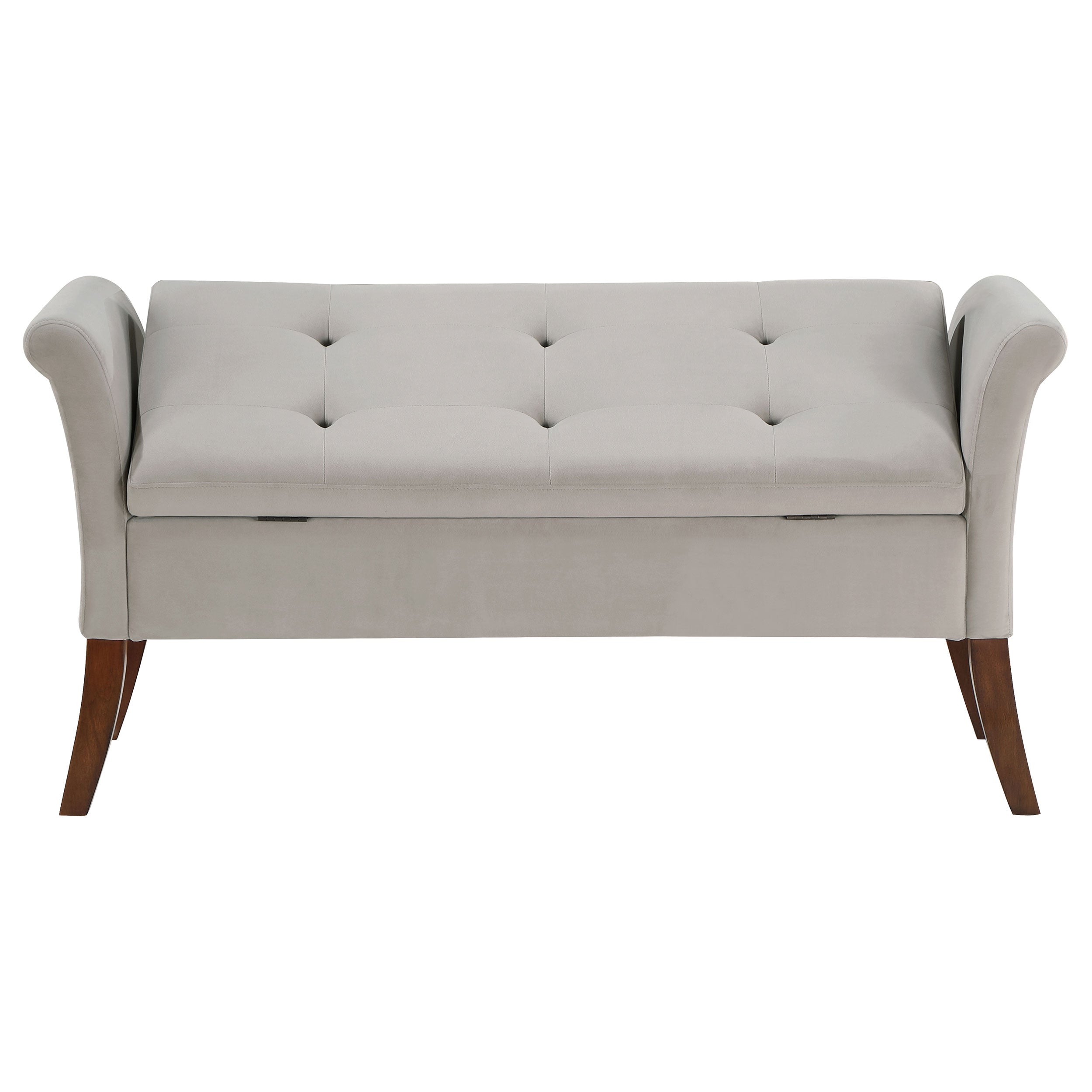 Farrah Velvet Upholstered Rolled Arm Storage Bench Beige — view 8