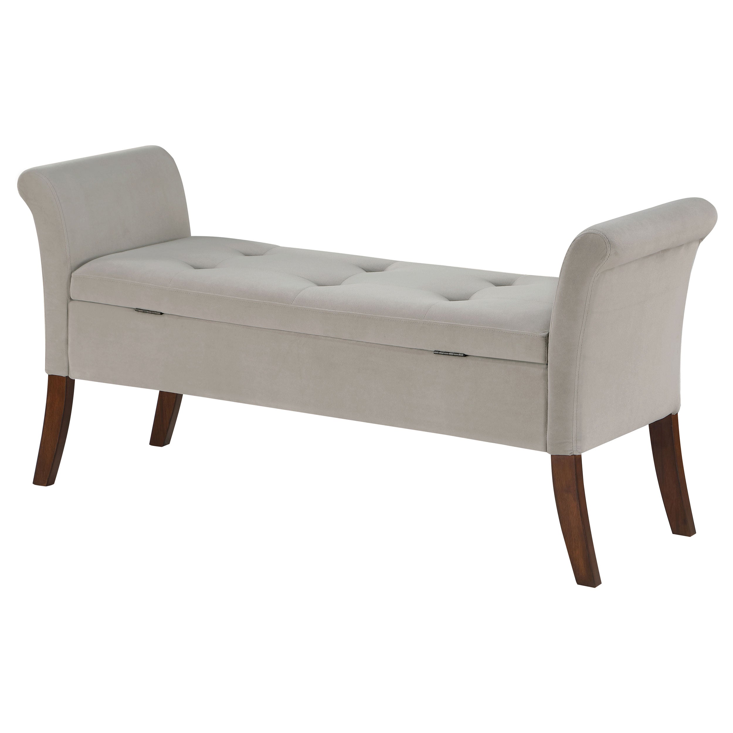 Farrah Velvet Upholstered Rolled Arm Storage Bench Beige — view 9