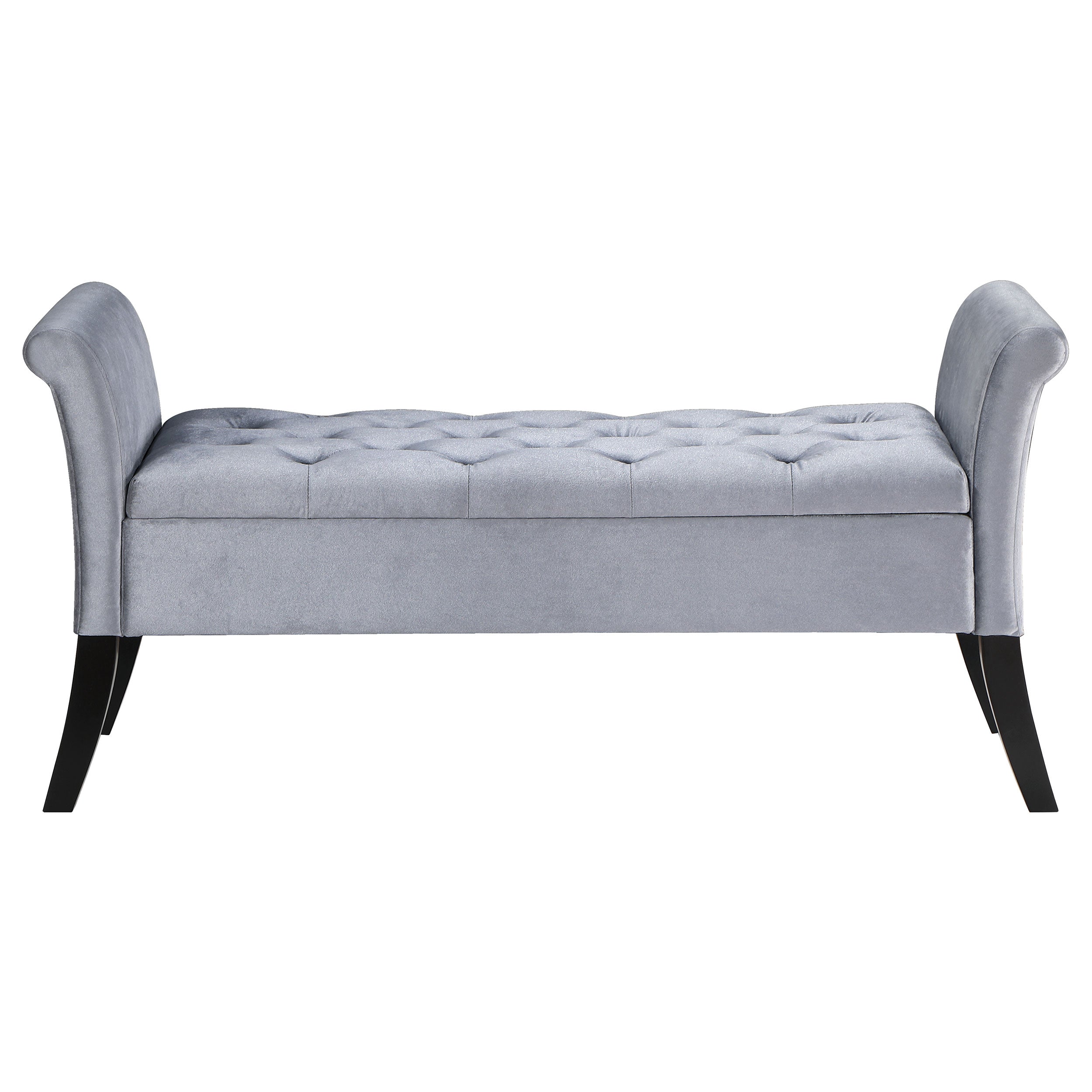 Farrah Velvet Upholstered Rolled Arm Storage Bench Silver — view 4
