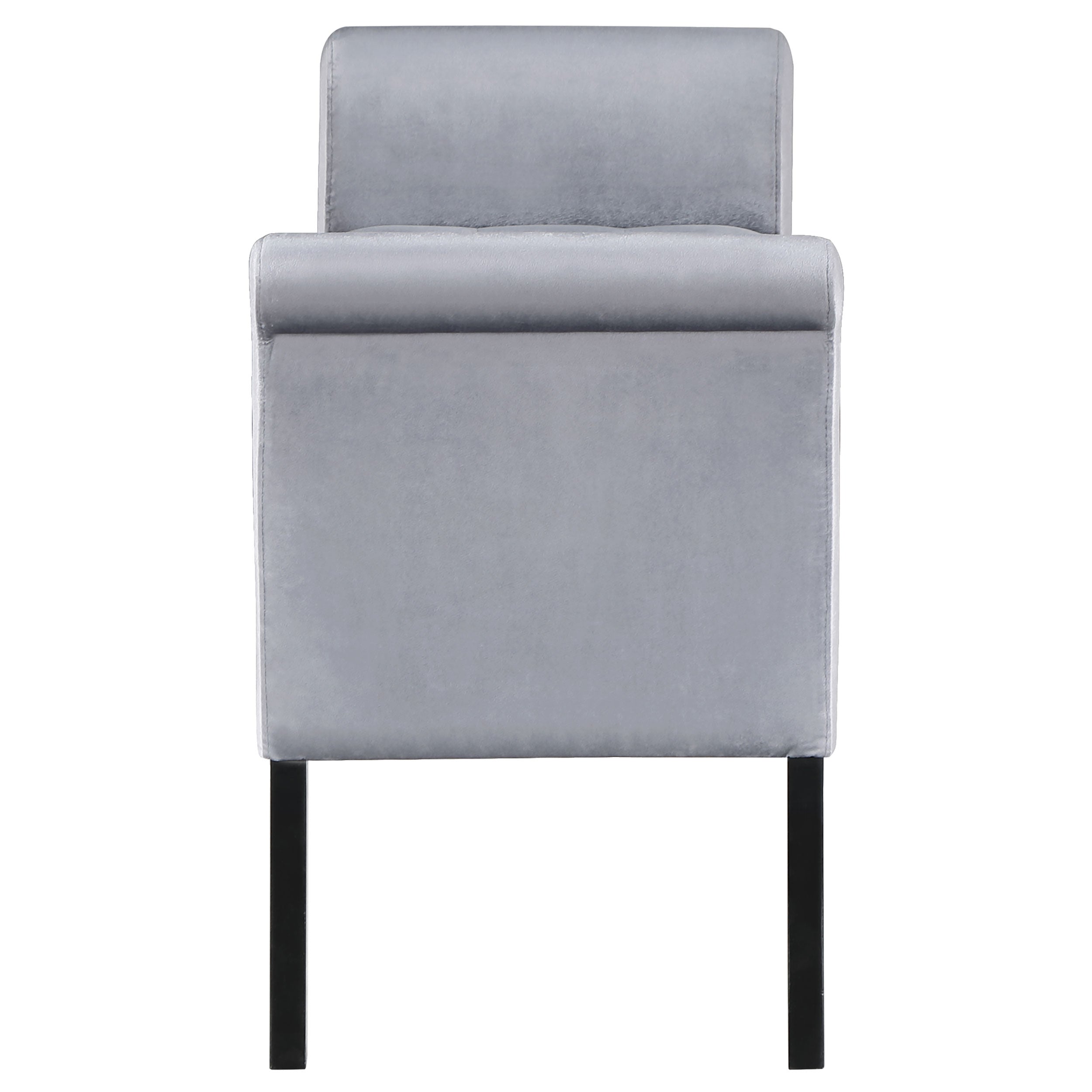 Farrah Velvet Upholstered Rolled Arm Storage Bench Silver — view 6