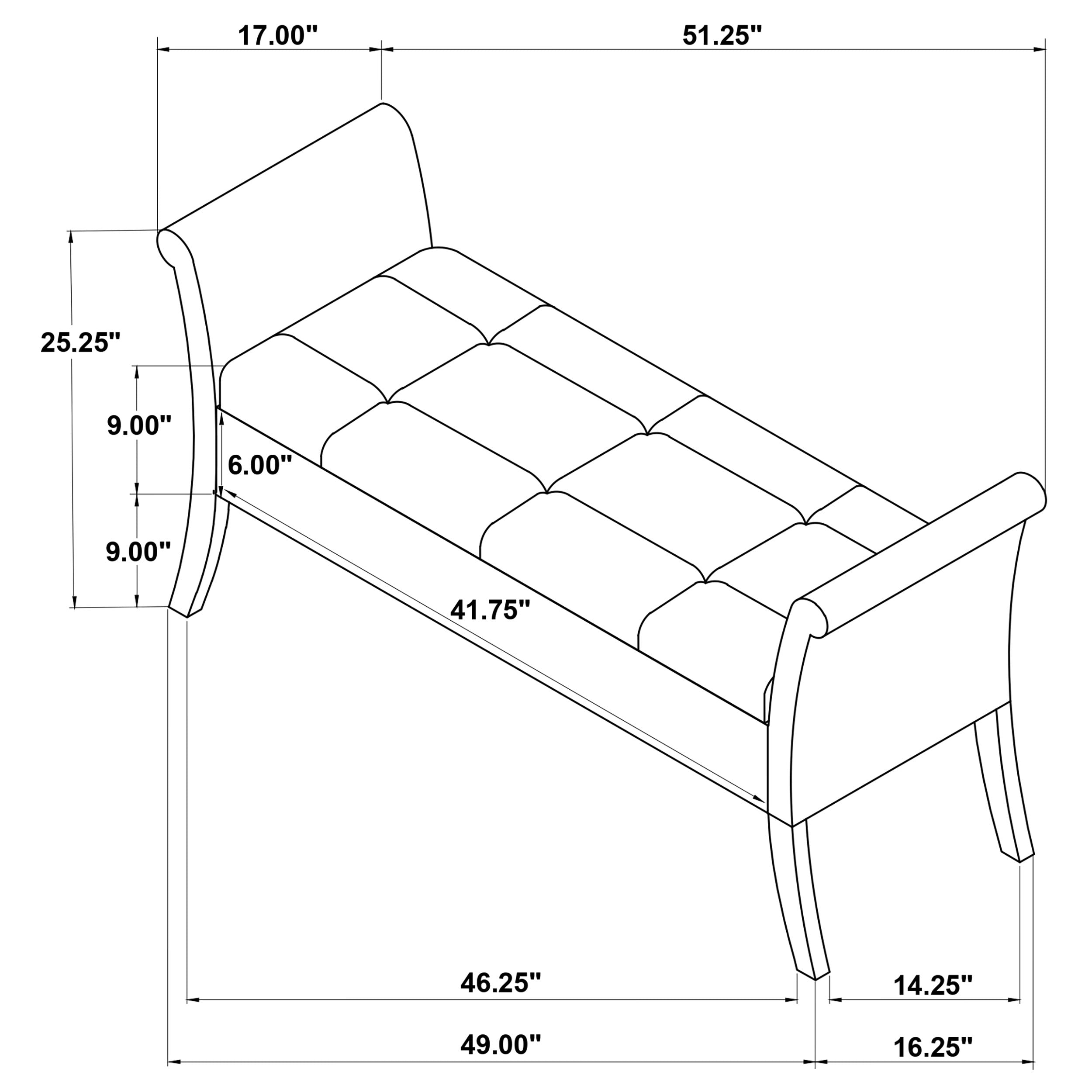 Farrah Velvet Upholstered Rolled Arm Storage Bench Silver — view 11