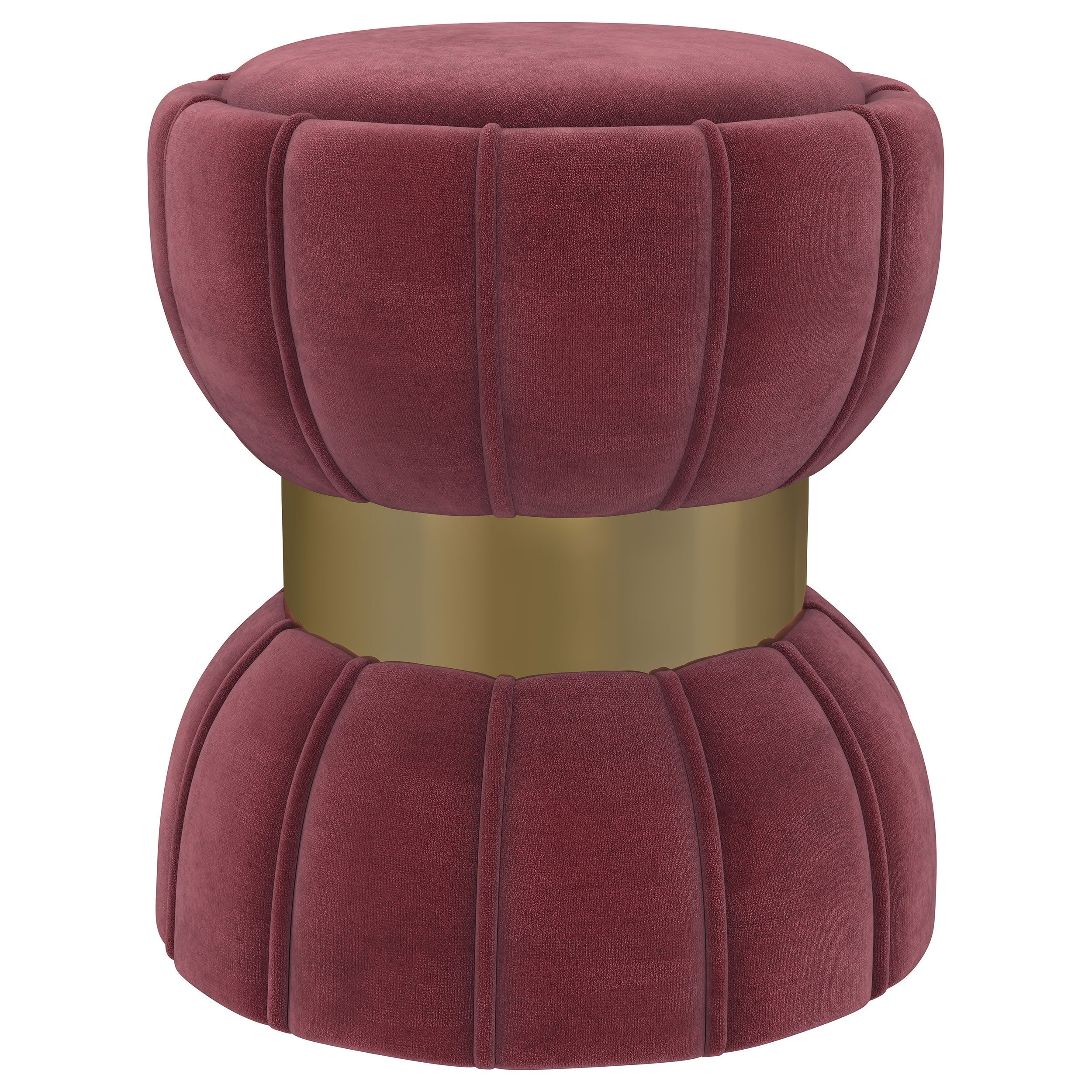 Sora Round Upholstered Ottoman Berry — view 1