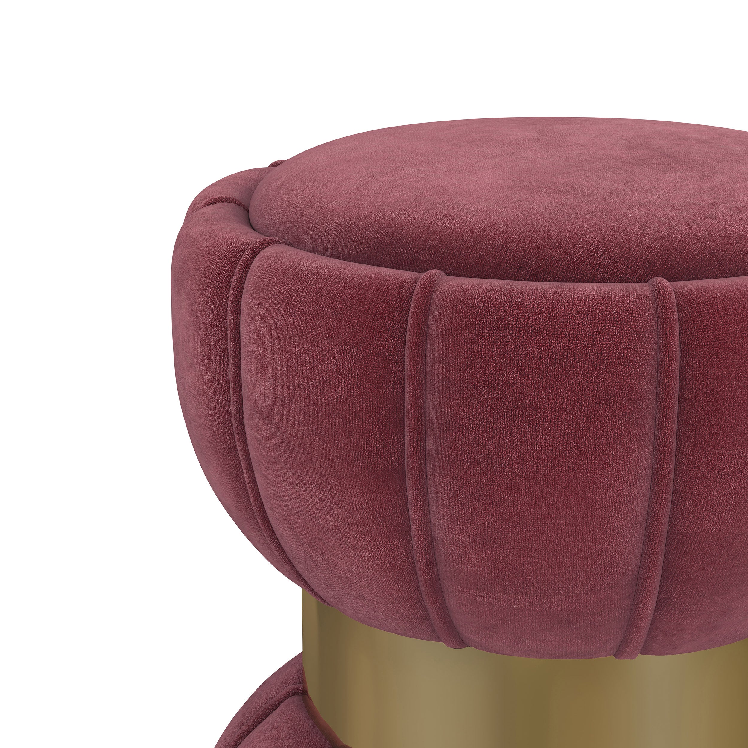 Sora Round Upholstered Ottoman Berry — view 4