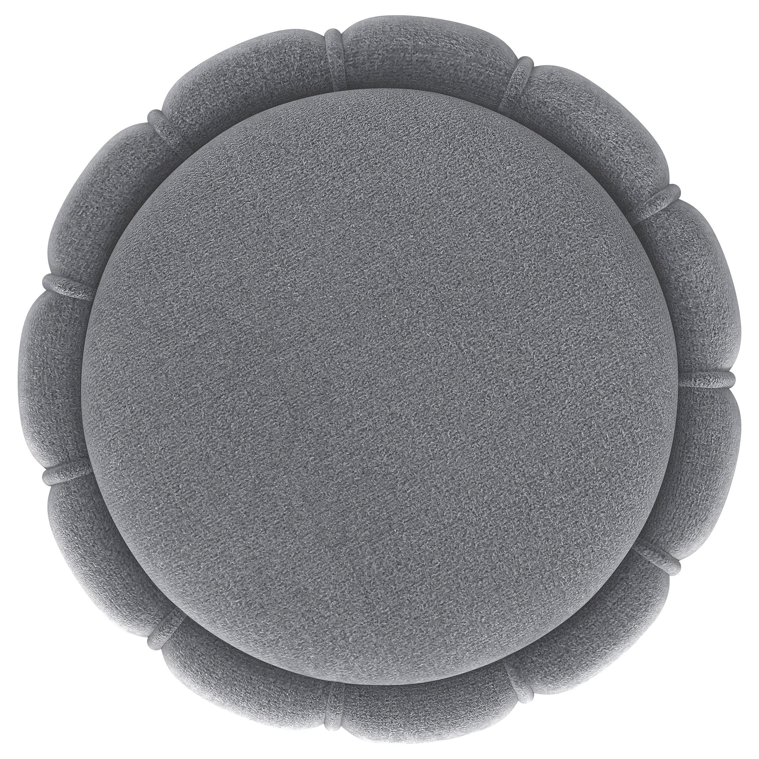 Sora Round Upholstered Ottoman Grey — view 3